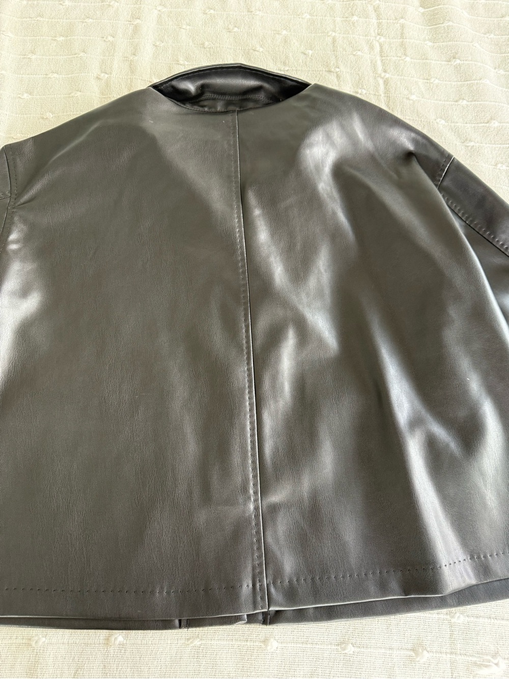 Max Studio Black Faux Leather Button-Front Jacket Oversized - Picture 16 of 16